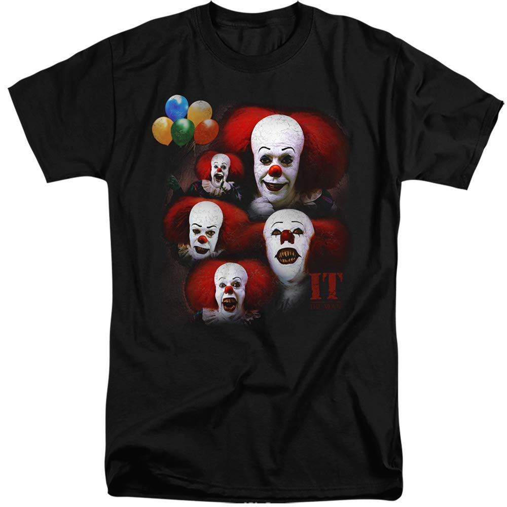 1990 Pennywise Many Faces Unisex Adult Tall T-Shirt for Men & Women - Horror Movie Fan Gift & Halloween Costume
