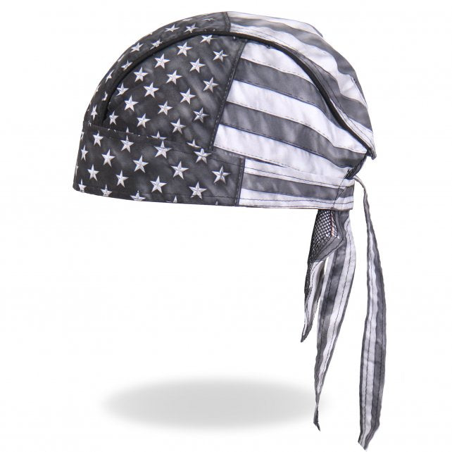 Hot Leathers Distressed American Flag Headwrap - Premium Durag for Men & Women (Gray) | Stylish Hair Protection & Fashion Accessory for Everyday Wear