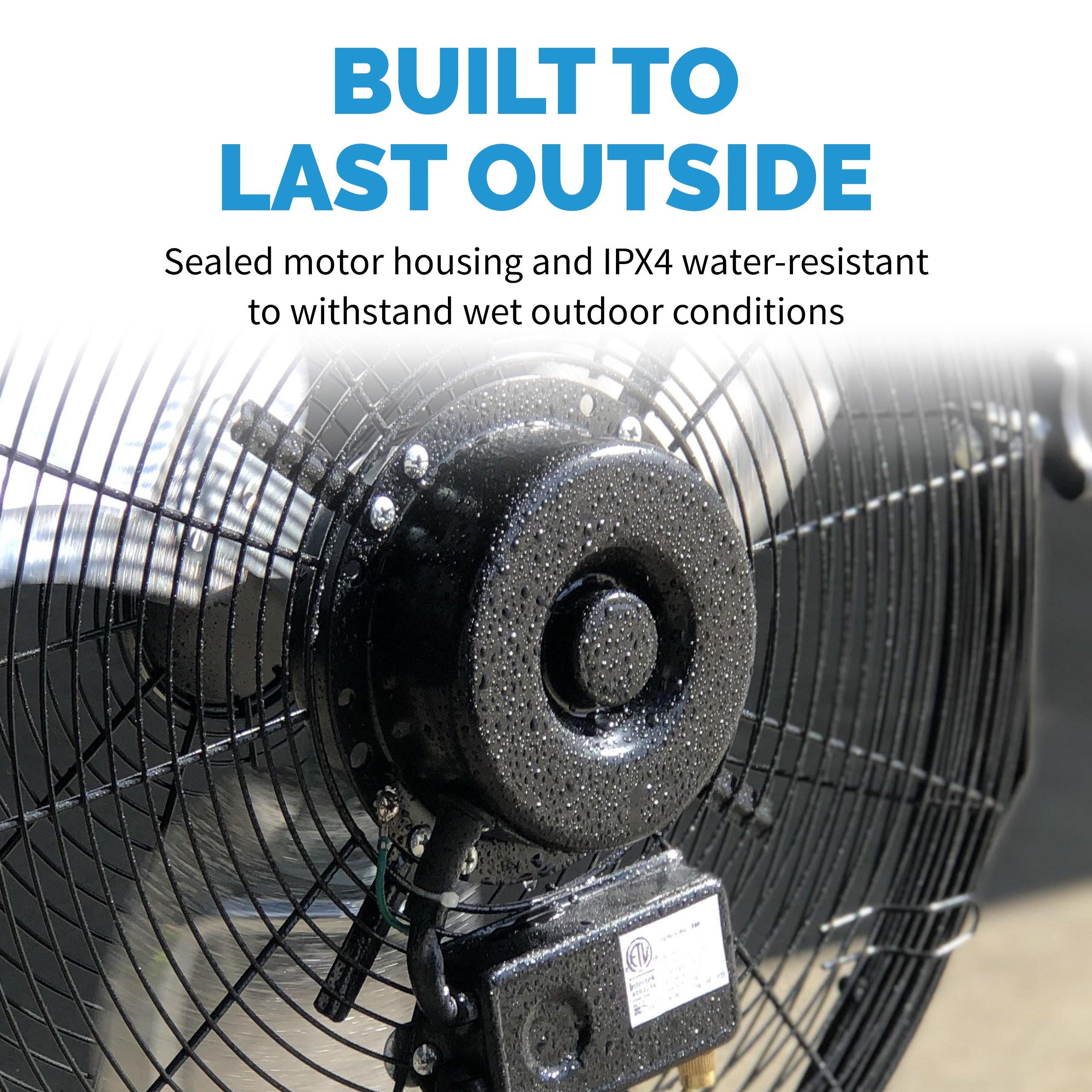 Newair® 18 Inch Outdoor Rated Fan - Wall Mount or Floor Standing Cooling Fan for Patio, Garage, and Backyard Use