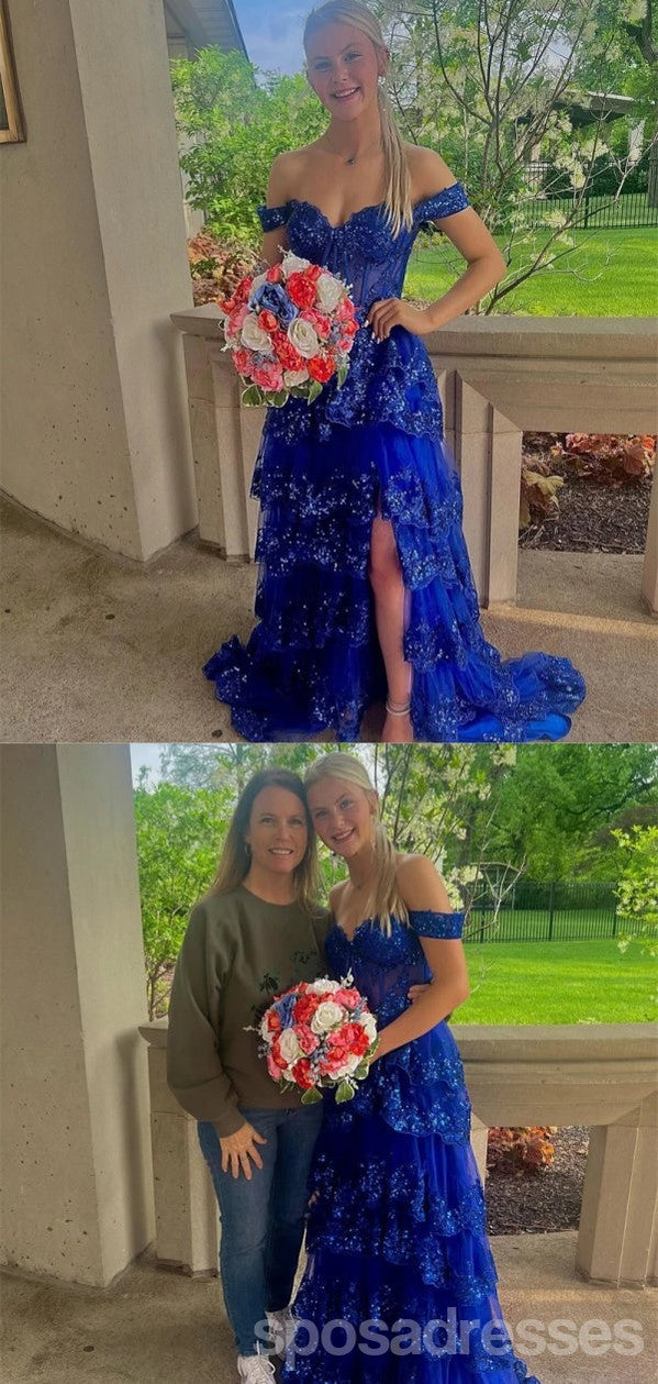 Elegant Royal Blue A-Line Off-Shoulder Long Prom Dress for Women | Formal Evening Gown 13734 | Perfect for Homecoming, Prom Night & Special Occasions