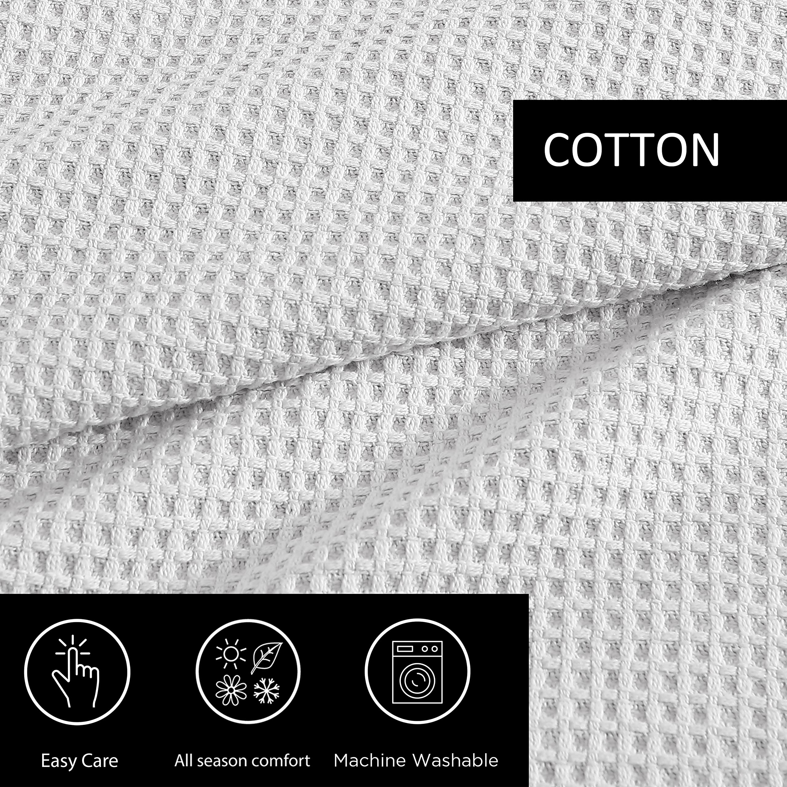 Vera Wang Luxury Twin Size Waffle Weave Blanket - 100% Premium Cotton Super Soft Bedding for Cozy Comfort (Waffleweave Grey) - Perfect for Bedroom, Sofa, Travel & Gift Giving