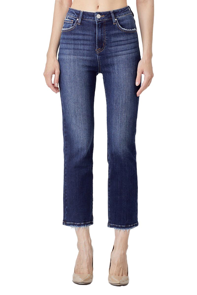 SALT TREE Risen High Rise Crop Straight Jeans for Women - Slim Fit Stretch Denim Pants (Style RDP5250) | Perfect for Casual Wear, Office Outfits & Weekend Errands