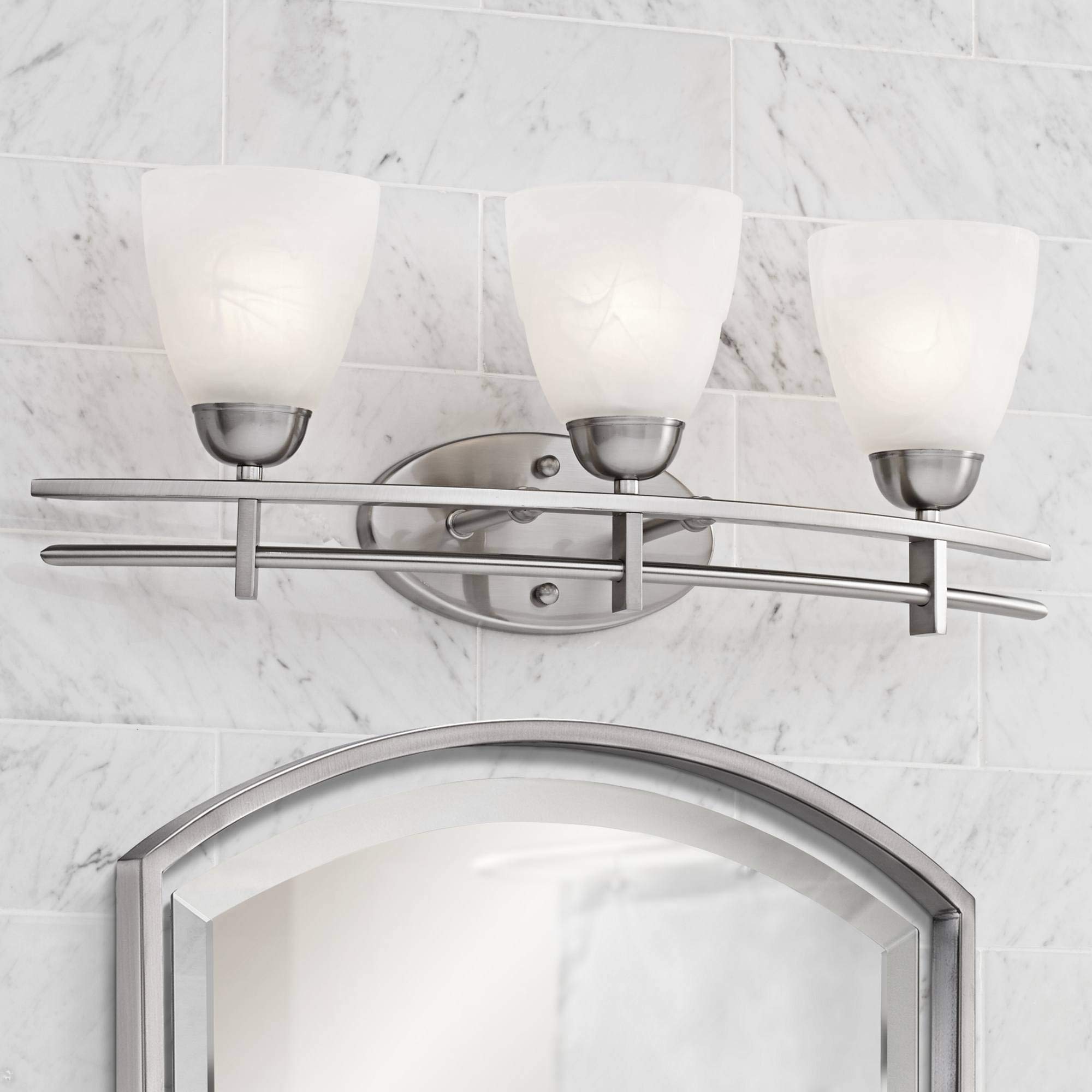 Possini Euro Design Art Deco Modern Wall Mount Light Fixture - Brushed Nickel Silver Metal, 23.5
