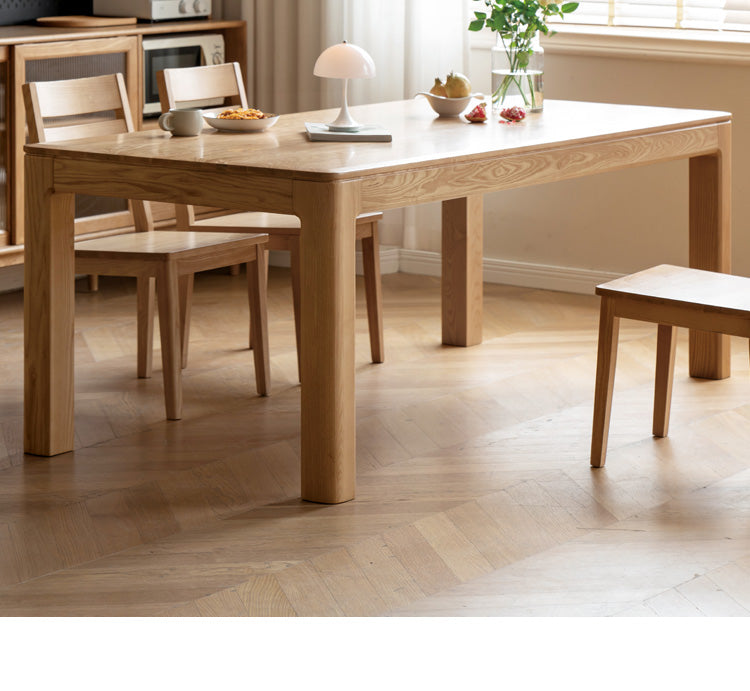 Solid Oak & Ash Wood Long Dining Table - Rustic Farmhouse Style for 6-8 People - Perfect for Family Gatherings & Dinner Parties