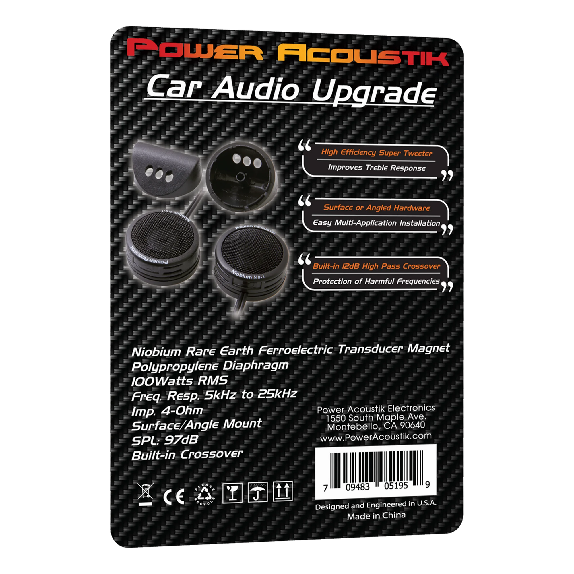 NB 18 | 200 Watt Max Super Tweeter for Car Audio System, Niobium Micro Dome, Polypropylene Diaphragm (Pair) - Perfect for Car Stereo Upgrades & High-End Sound Systems