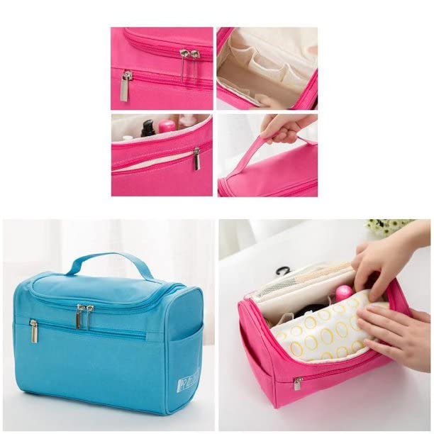 Waterproof Cosmetic Travel Bag with Handle - Portable Toiletry Organizer for Makeup Storage, Navy Blue Waterproof Cloth Cosmetic Container - Perfect for Travel, Gym, Beach & Daily Use