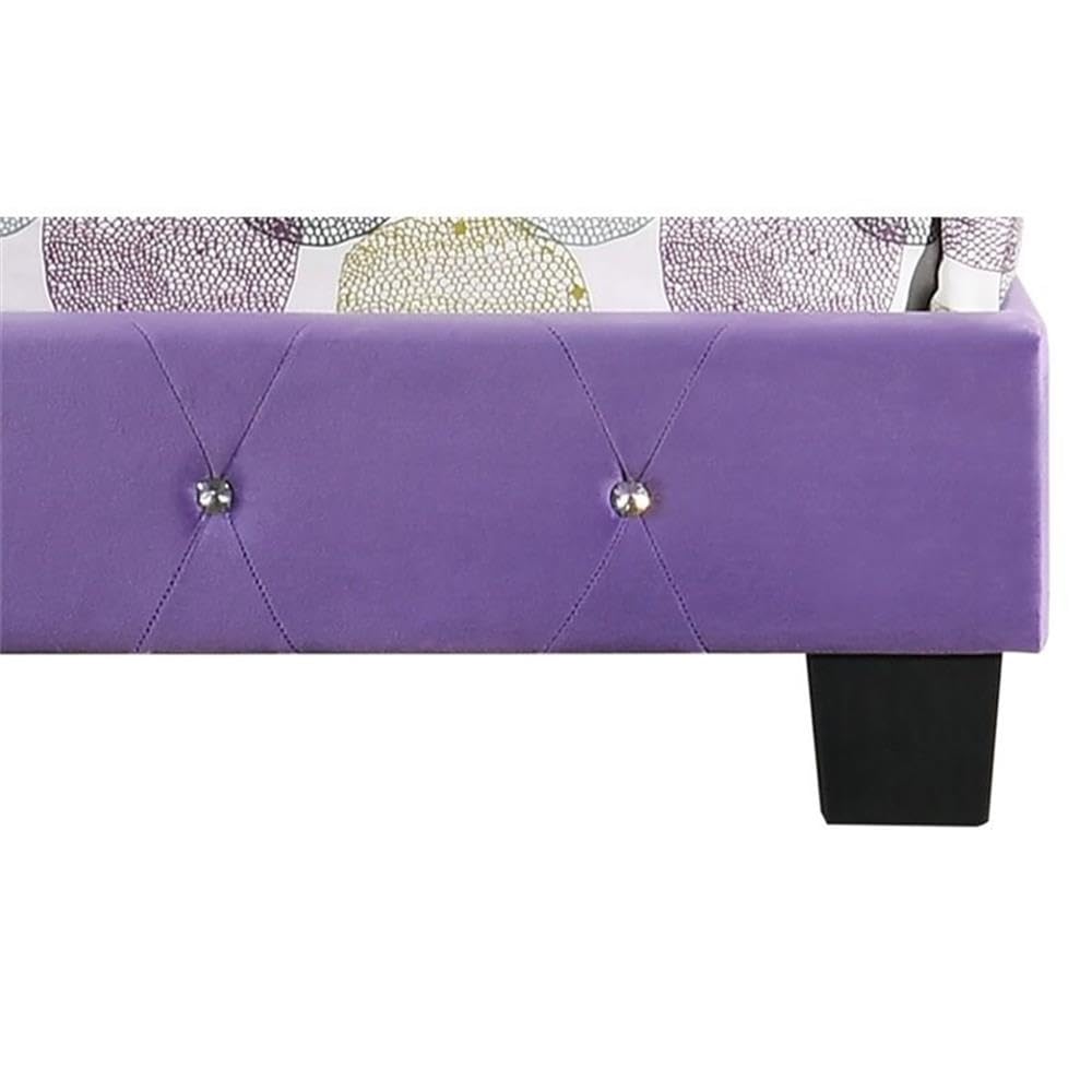 Glory Furniture Suffolk Velvet Upholstered Queen Bed Frame in Royal Purple - Luxurious Bedroom Centerpiece for Master Suite or Guest Room