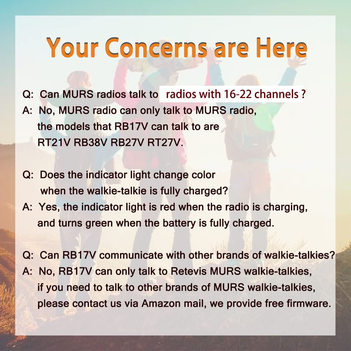 Retevis RB17V MURS Two-Way Radios (4 Pack) - Long Range Walkie Talkies with 4000mAh Rechargeable Battery, License-Free Communication for Outdoor Adventures - Perfect for Hunting, Skiing, Camping & Hiking with Local Alarm Feature