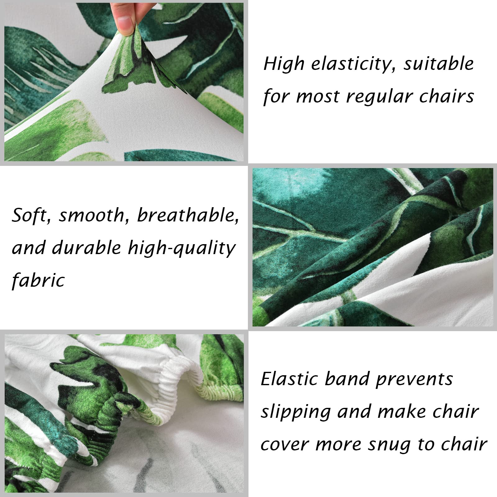 Stretch Spandex Green Parsons Chair Slipcovers - Set of 4 Washable Dining Room Chair Covers | Anti-Dust Kitchen Seat Covers for Wedding, Party & Home Decor | Perfect for Formal Dining, Events & Everyday Use