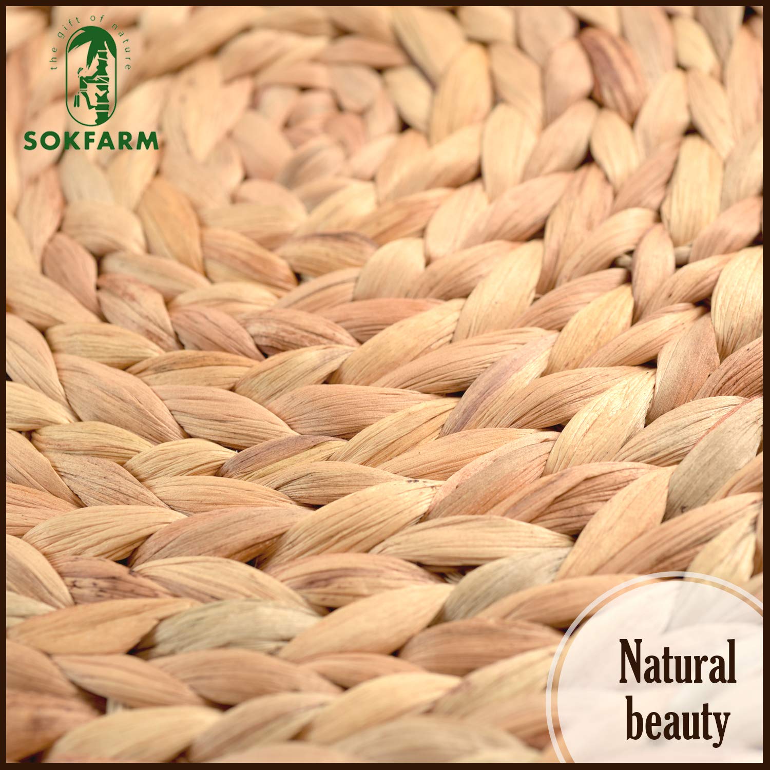 Boho Placemats Set of 8 - Round Woven Water Hyacinth Wicker & Straw Placemats for Dining Table - 11.8 Inch Natural Fiber Table Mats - Perfect for Farmhouse, Rustic, or Coastal Home Decor