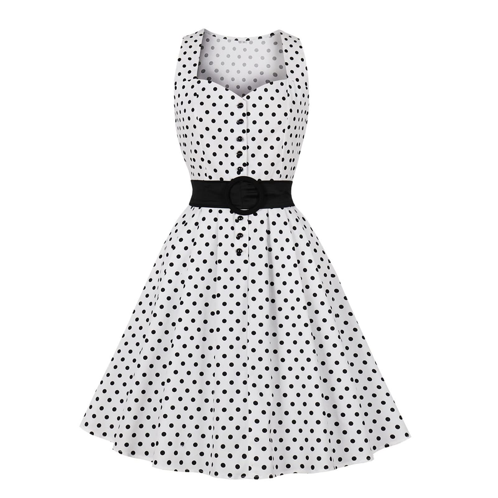 Vintage Rockabilly Dress for Women - Sleeveless Formal Wedding Guest Dress & Prom Dress for Middle School | Perfect for Weddings, Proms, and Retro-Themed Parties