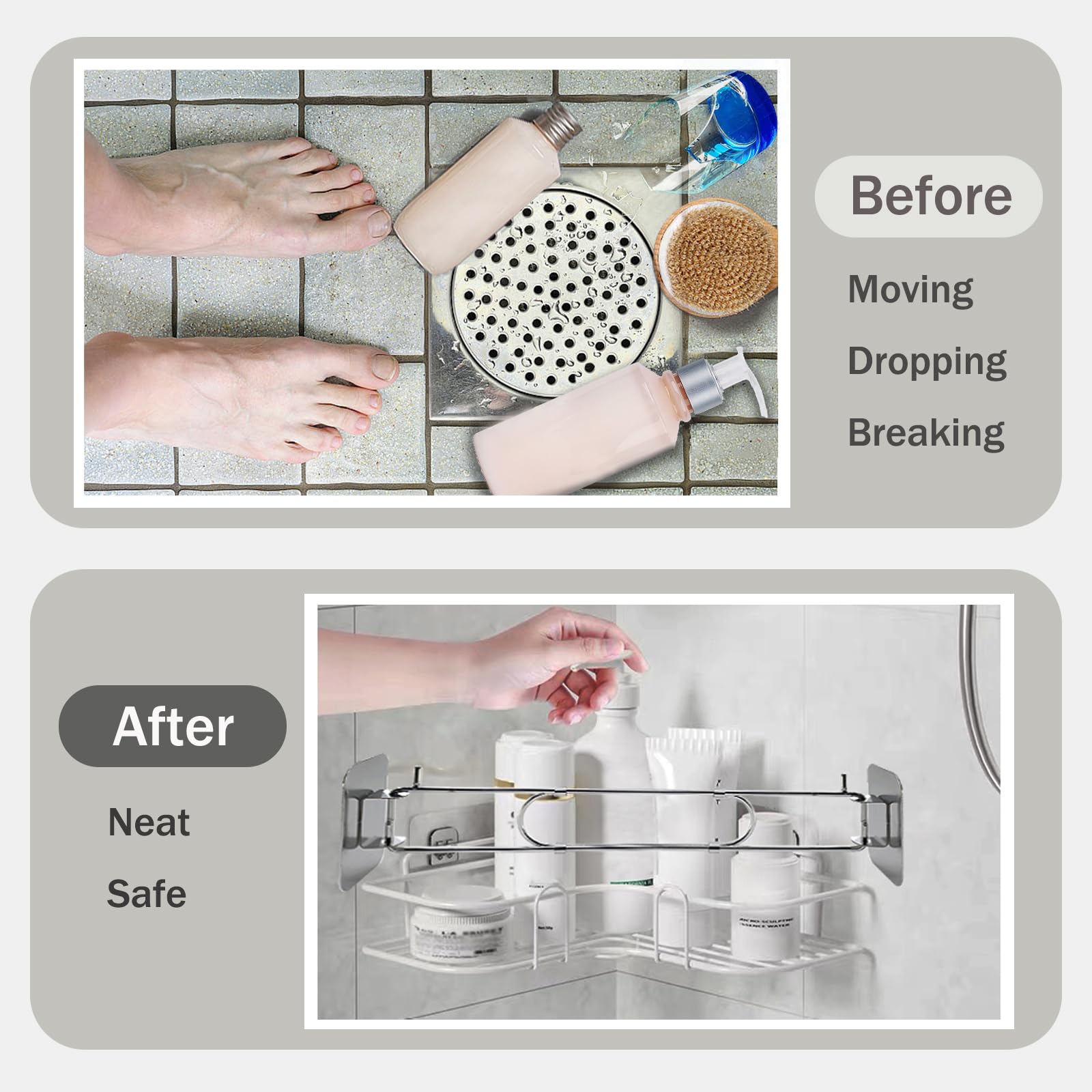 Adjustable Stainless Steel RV Shower Corner Storage Bar - 7 to 13 Inches Organizer for Camper Bathroom Shelves (2 Pack) | Perfect for RV, Travel Trailer & Tiny Home Bathroom Organization