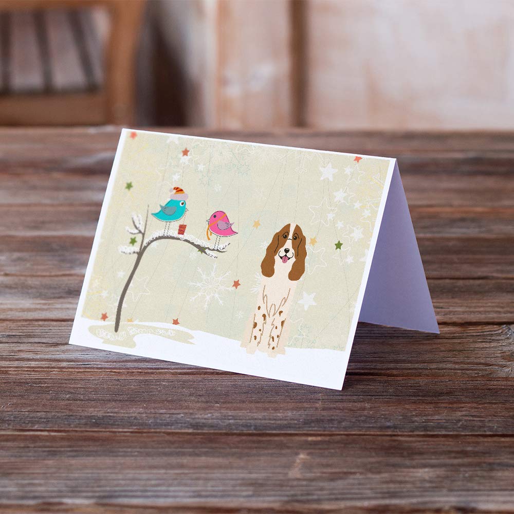 Russian Spaniel Christmas Greeting Cards - Pack of 8 Blank A7 (5x7) Note Cards with Envelopes | Whimsical Holiday Presents Between Friends | Perfect for Christmas Gifts, Holiday Mail & Festive Correspondence