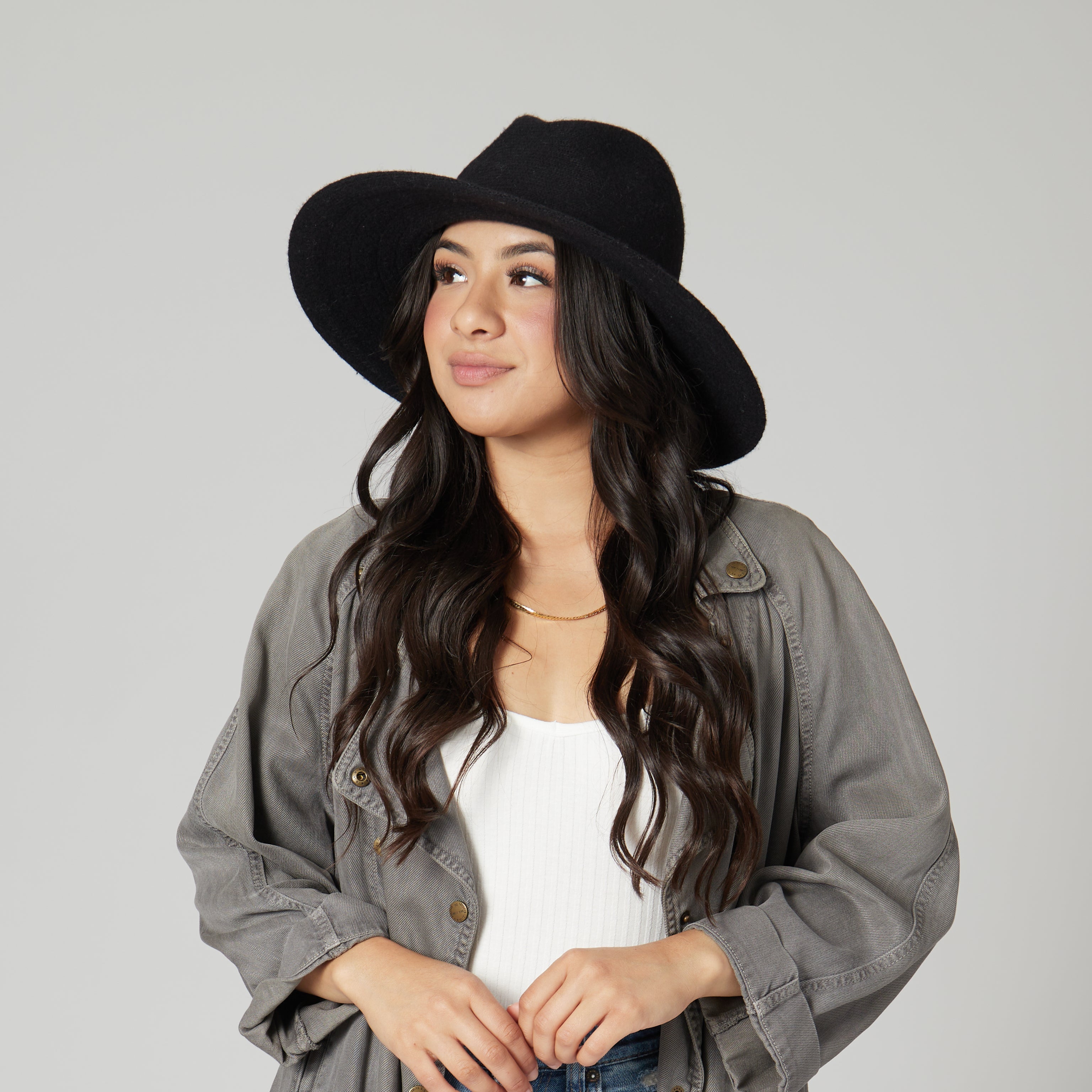 Among Stars Machine Knit Fedora Hat with Rhinestone Brim Edge - Stylish Women's Winter Fashion Accessory for Parties & Outdoor Events