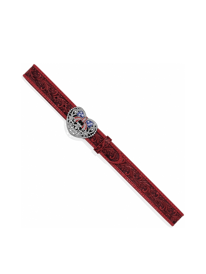 Justin C21337 Women's True Heartland Belt - Red Western Style Leather Belt for Cowgirl Fashion & Country Outfits