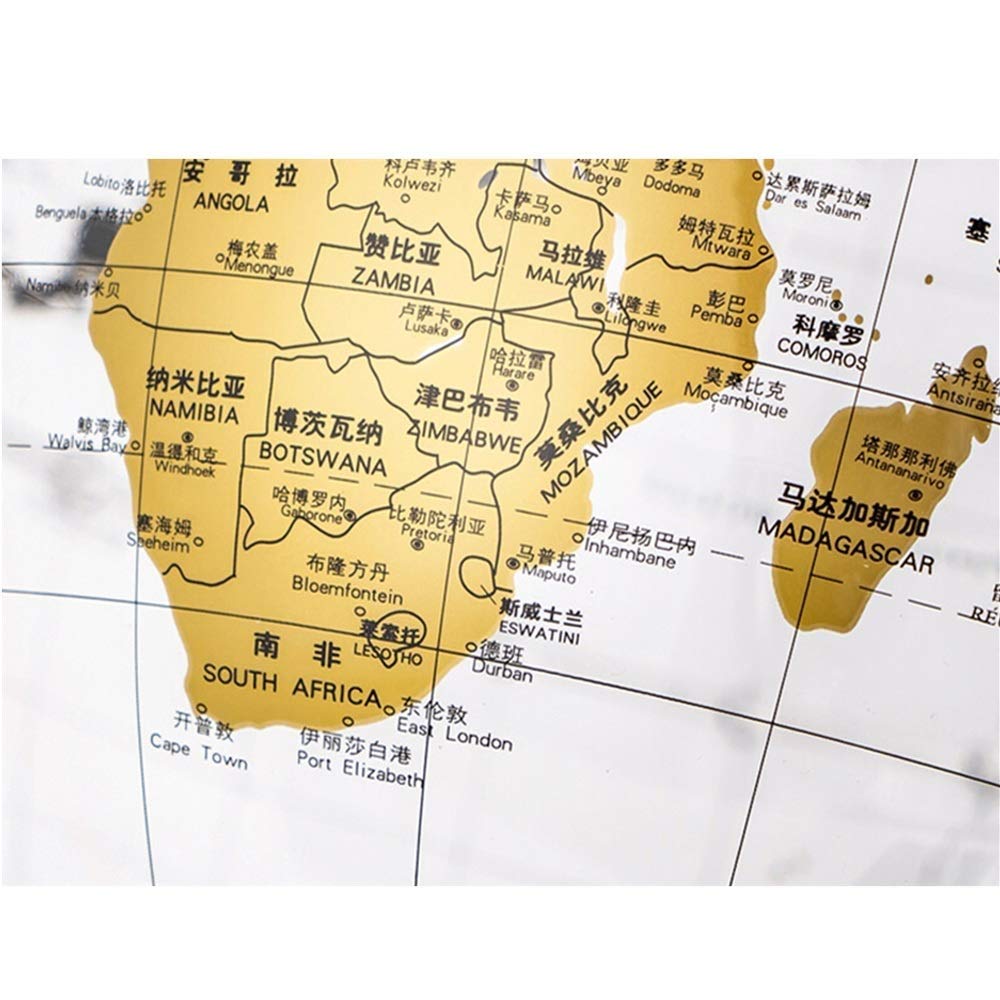 Rotating World Globe with Stand - Educational Desktop Earth Globe for Kids & Adults, Gold - Perfect for Home, Office & Classroom Learning