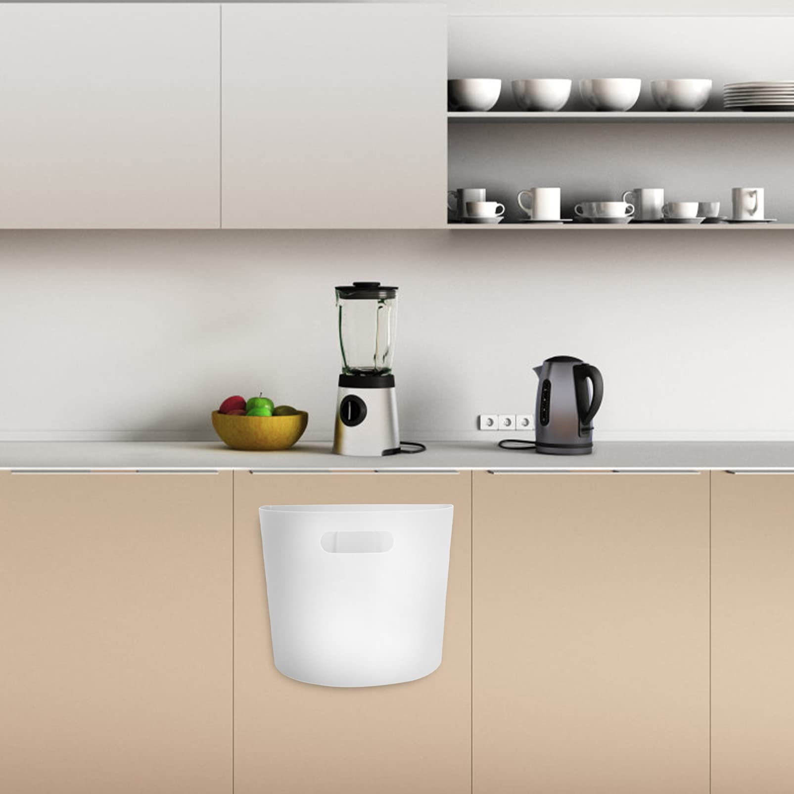 Cabilock 1pc Wall-Mounted Collapsible Trash Can - White Hanging Kitchen Waste Basket Cabinet Door Garbage Bin for Office, Bathroom & Small Spaces - Space Saving Solution for Under Sink & Compact Areas