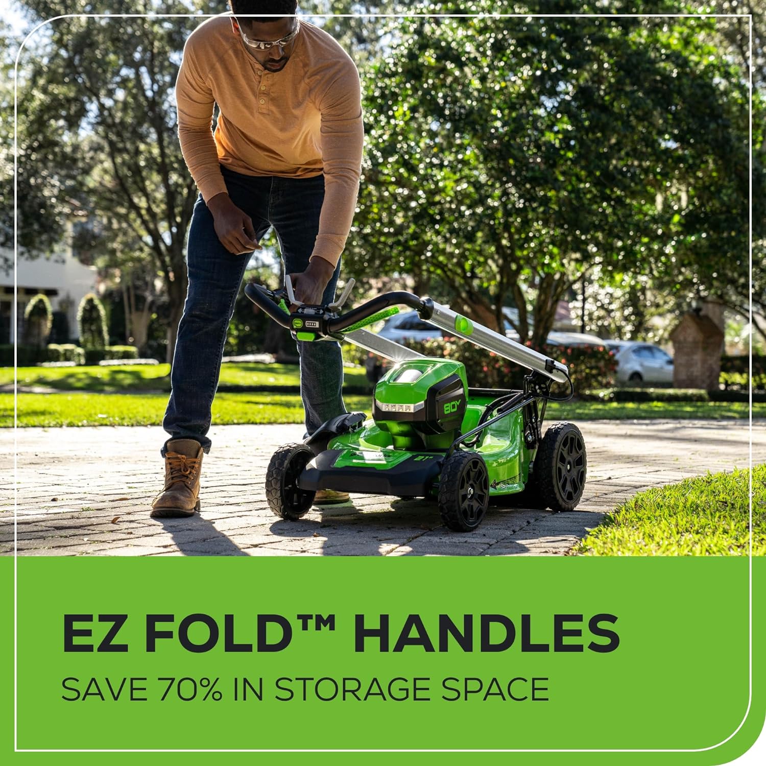 80V 21-Inch Cordless Battery 4-in-1 Self-Propelled Lawn Mower with 8.0Ah Battery & 6A Fast Charger - Perfect for Large Yards, Thick Grass, and All-Season Lawn Care