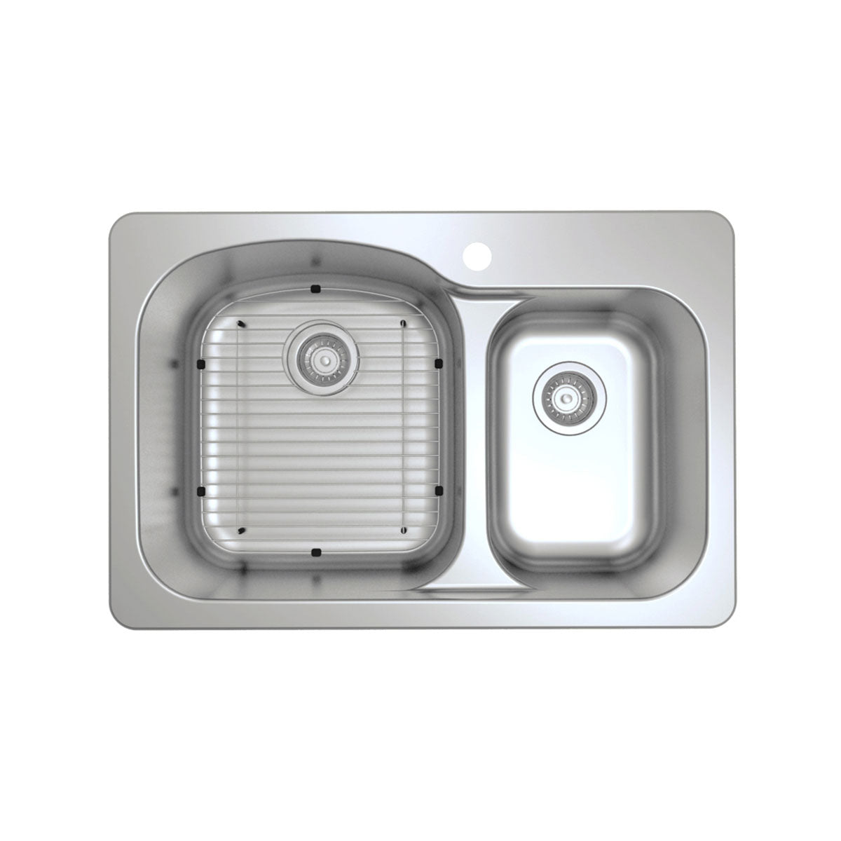 Tusca Series 33-inch Dual Mount 60/40 Double Bowl Stainless Steel Kitchen Sink - Perfect for Modern Kitchens, Remodeling & Heavy-Duty Cooking