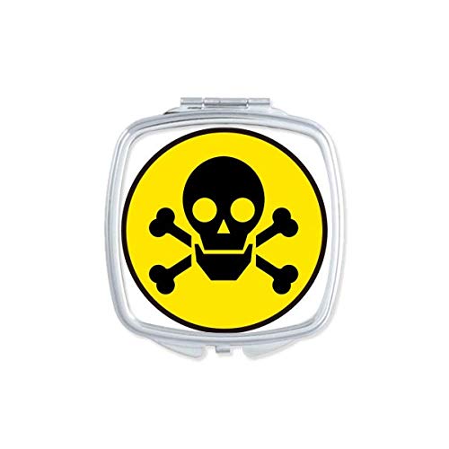 Danger Chemical Toxic Skull Symbol Mirror - Portable Compact Double-Sided Glass Makeup Mirror for Travel, Home & Cosplay | DIYthinker