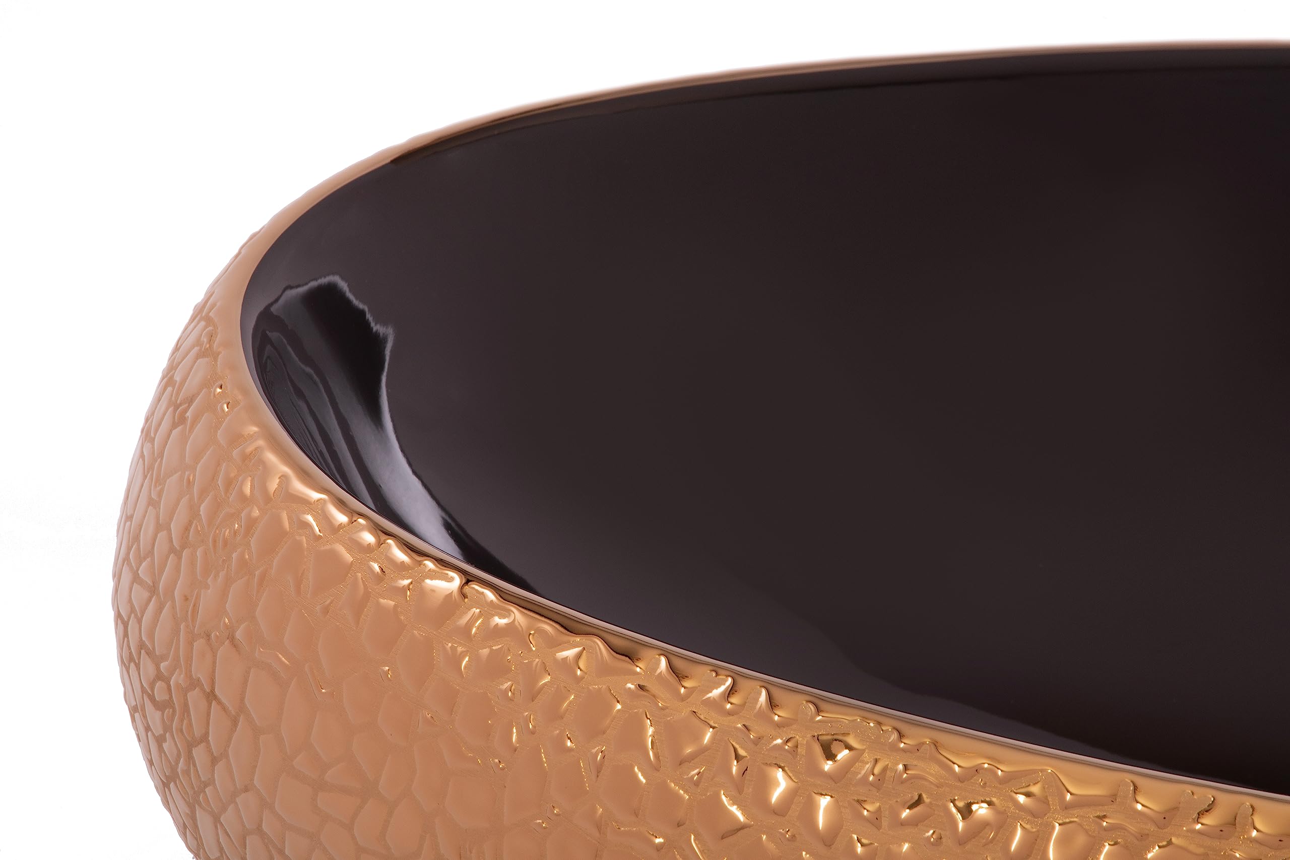 Premium RD Luxury® Oval Ceramic Designer Sink - High Quality Crocodile Texture Surface, Copper Gold & Black, 60 x 40 cm - Perfect for Modern Bathroom & Luxury Kitchen Renovations