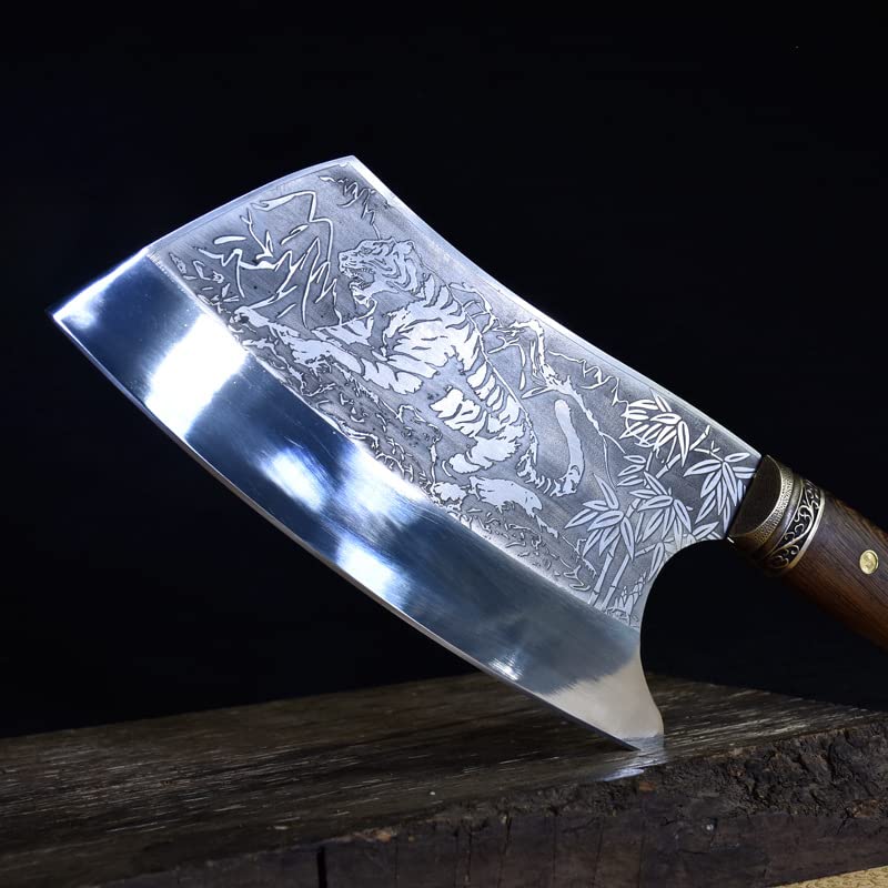 9 Inch Hand Forged Meat Cleaver - Sharp Professional Kitchen Knife with Wooden Handle | 5mm Thick Blade for Chopping, Slicing & Butchering | Perfect for Home Chefs & BBQ Enthusiasts