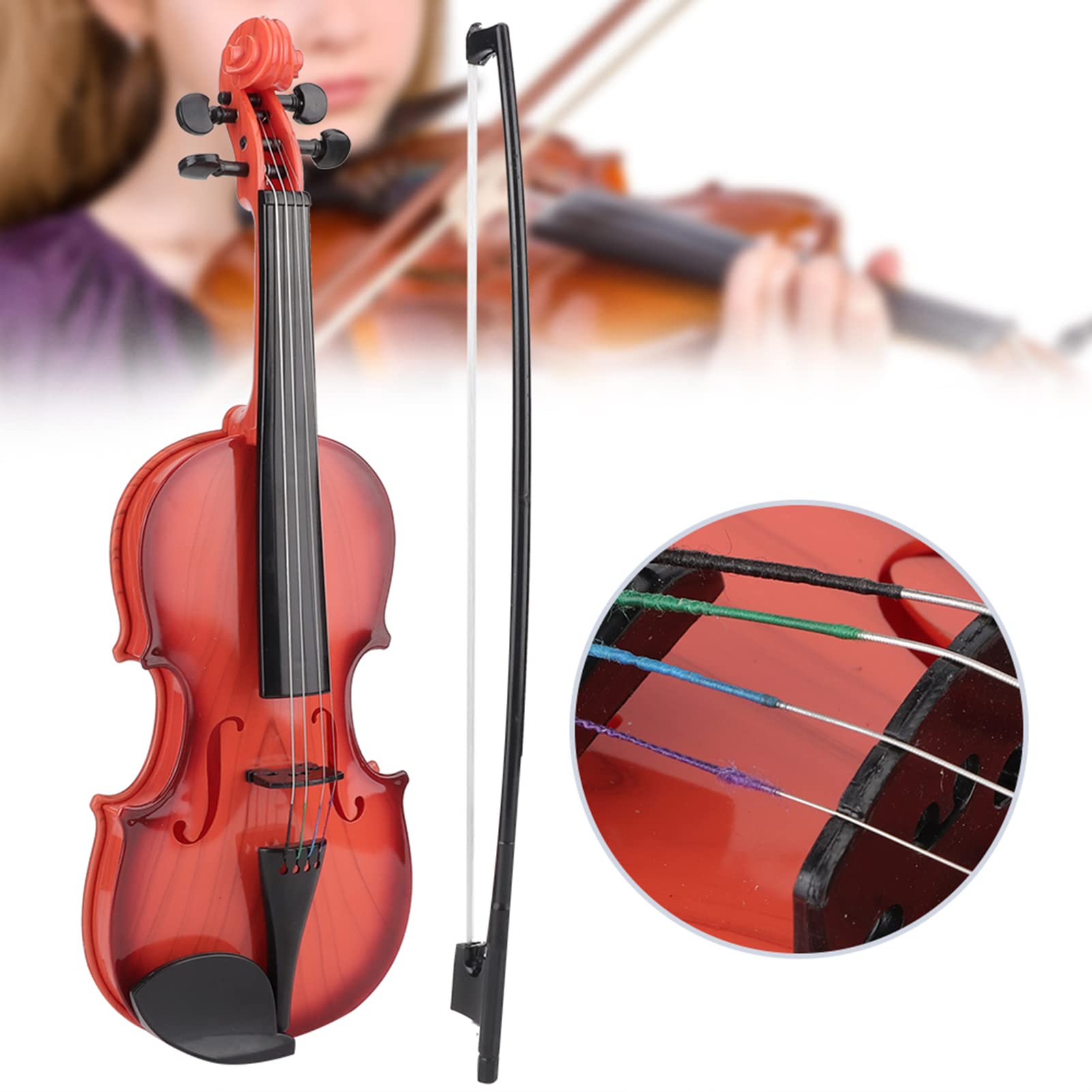 ABS Adjustable String Kids Violin Toy - Light Brown Acoustic Violin Musical Instrument for Children | Perfect for Beginners, Music Education & Pretend Play