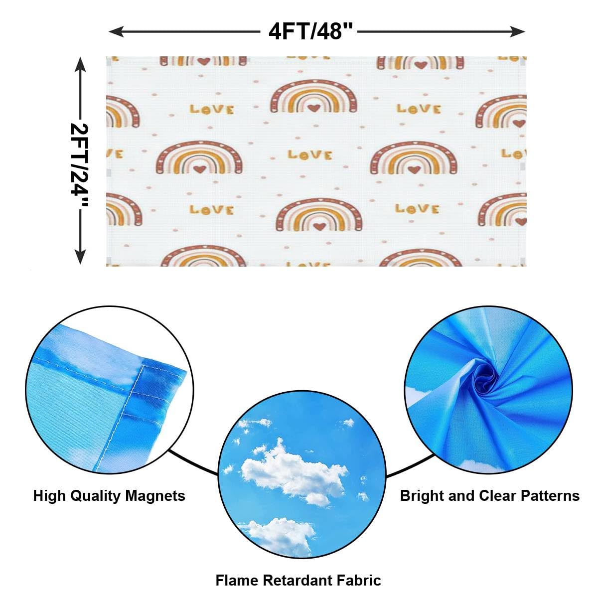 4 Pack Seamless Abstract Rainbow Hearts Fluorescent Light Covers - Magnetic 4x2ft Contemporary Design for Ceiling Lights | Perfect for Home Decor, Classroom & Office Lighting
