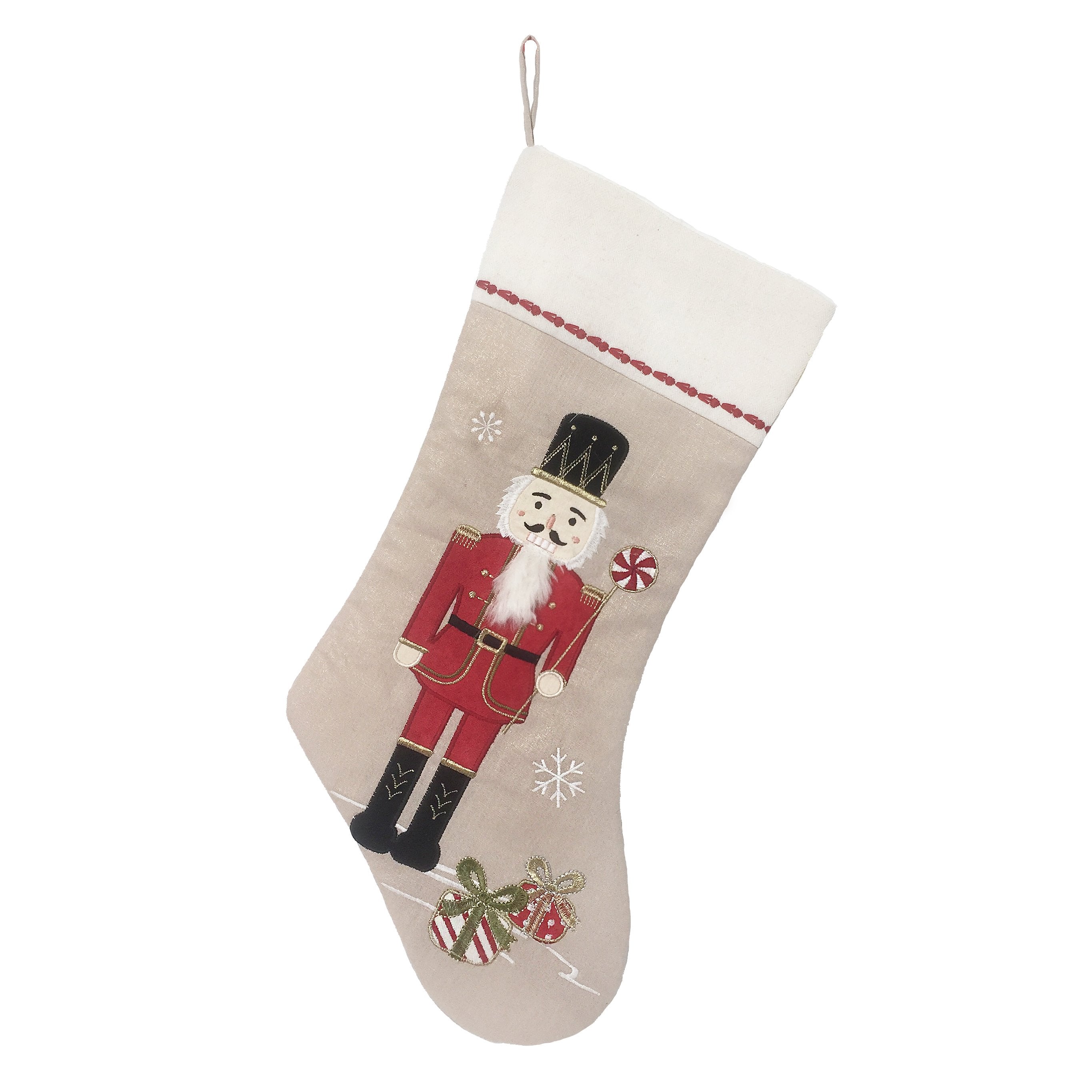 Red Nutcracker Christmas Stocking - Festive Holiday Decor for Fireplace Mantel & Tree
