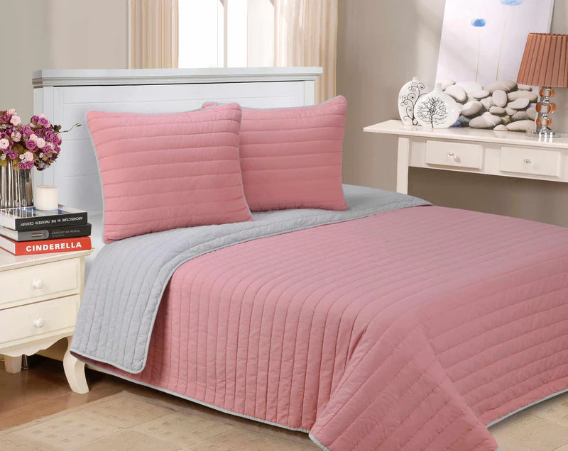 Brandon Solid Cotton Reversible Breathable Quilt Set - King Size Bedding, All-Season Comfort for Home & Guest Room - Soft & Hypoallergenic
