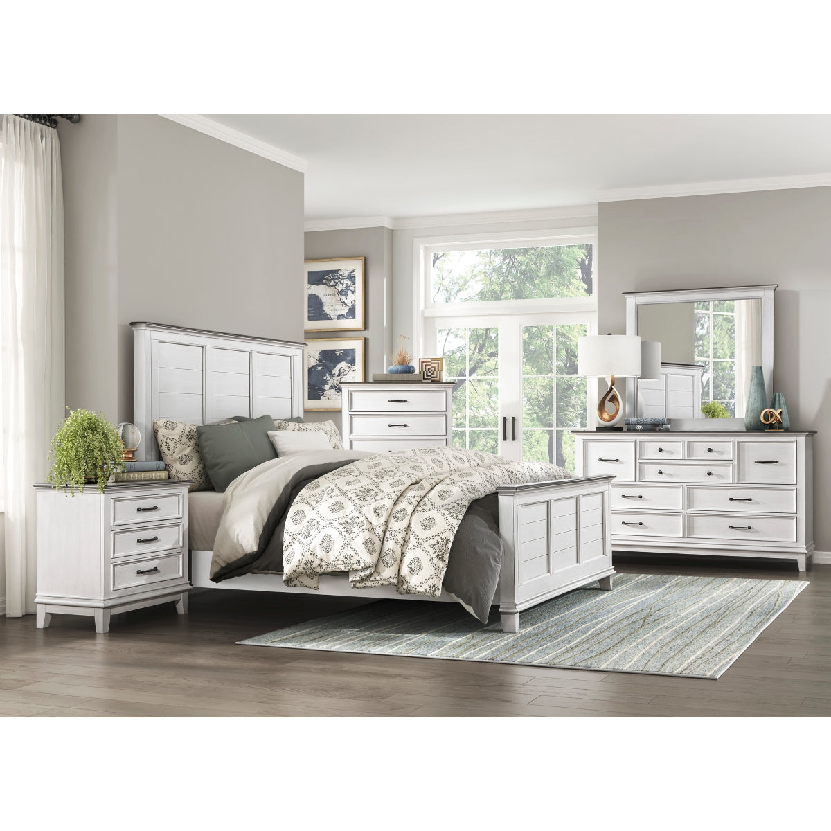Farmhouse Chic Eastern King Bed - Chesterton Collection | Rustic Bedroom Furniture for Cozy Home Decor | Perfect for Master Bedrooms & Guest Rooms