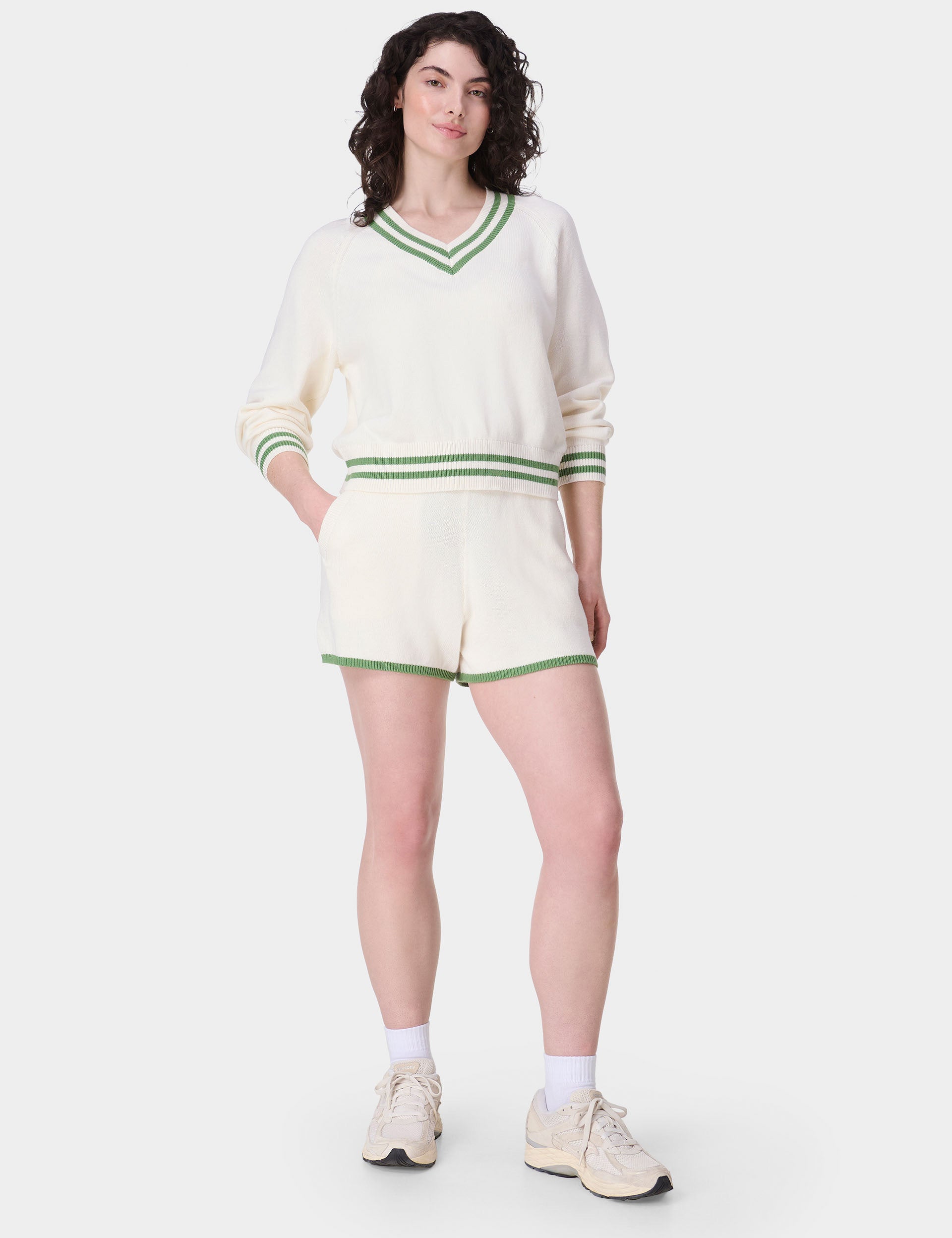 Off Court Knitted Shorts - Women's Casual Comfortable Knit Lounge Shorts in Lily White | Perfect for Yoga, Lounging & Home Wear
