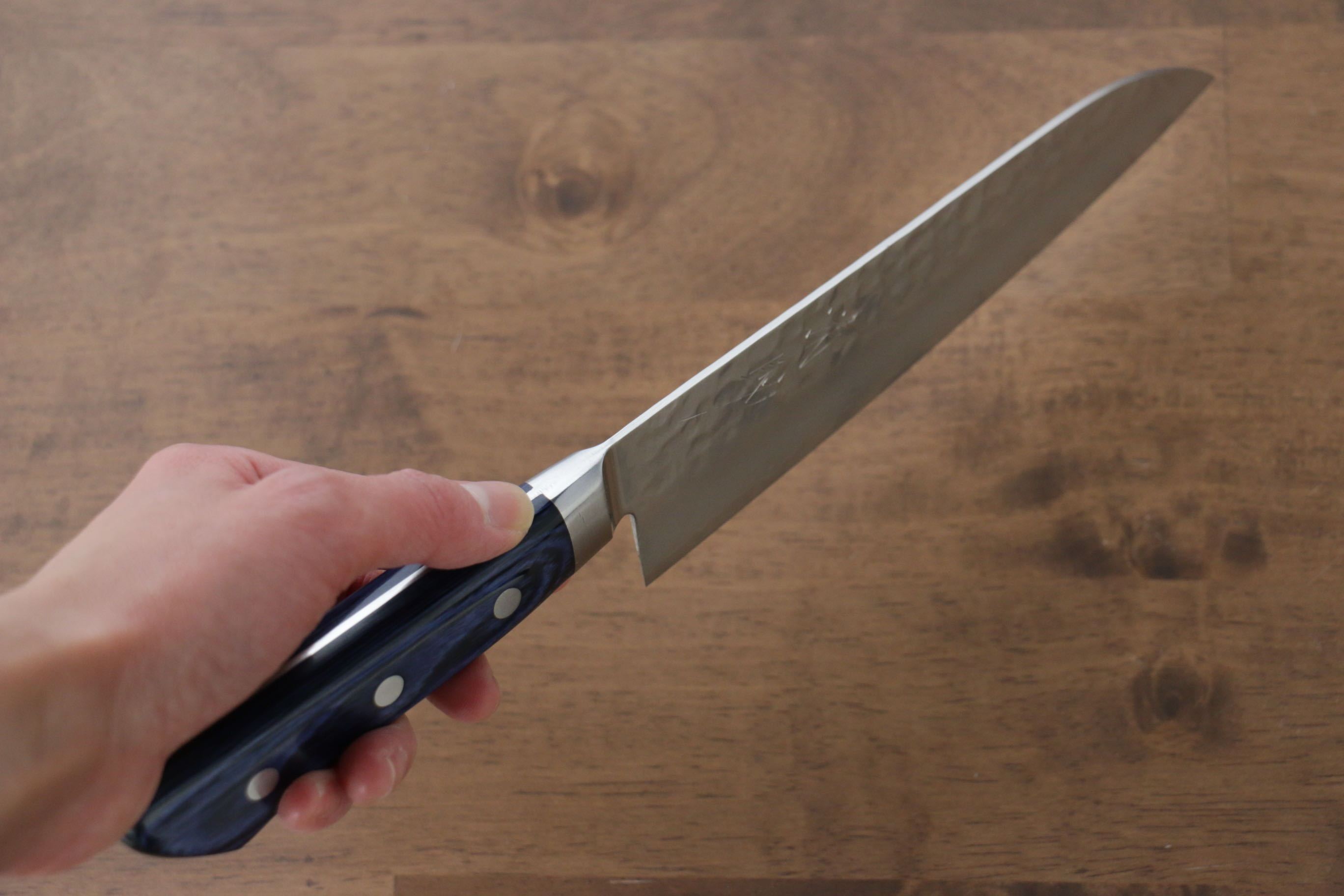 Premium Seisuke Seiun VG10 33-Layer Damascus Santoku Knife 180mm with Blue Pakka Wood Handle - Perfect for Slicing, Dicing & Chopping Vegetables, Meat & Fish - Ideal for Home Chefs & Professional Kitchens