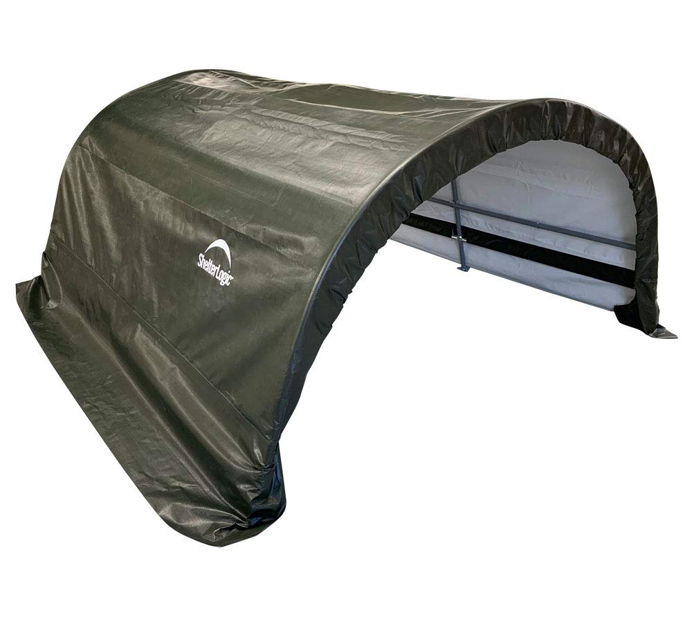 ShelterLogic 8' x 10' x 5' Round Livestock Shelter - Durable Farm Storage & Animal Shade Cover for Horses, Goats, Chickens - Perfect for Pasture, Barnyard & Agricultural Use
