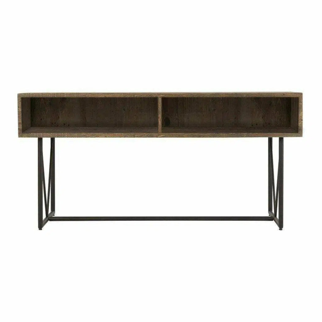 63 Inch Natural Rustic Wooden Desk - Home Office Writing Table with Spacious Workspace for Study, Work, and Remote Learning