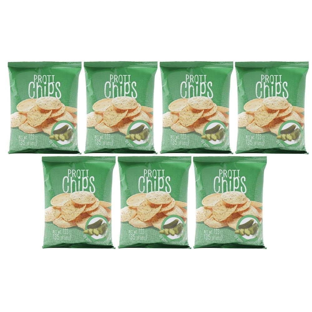 BariatricPal Proti Diet High Protein Chips - Dill Pickle Flavor, Low Carb Keto Snacks (7 Bags) | Perfect for Weight Loss, Healthy Lifestyle & On-the-Go Nutrition