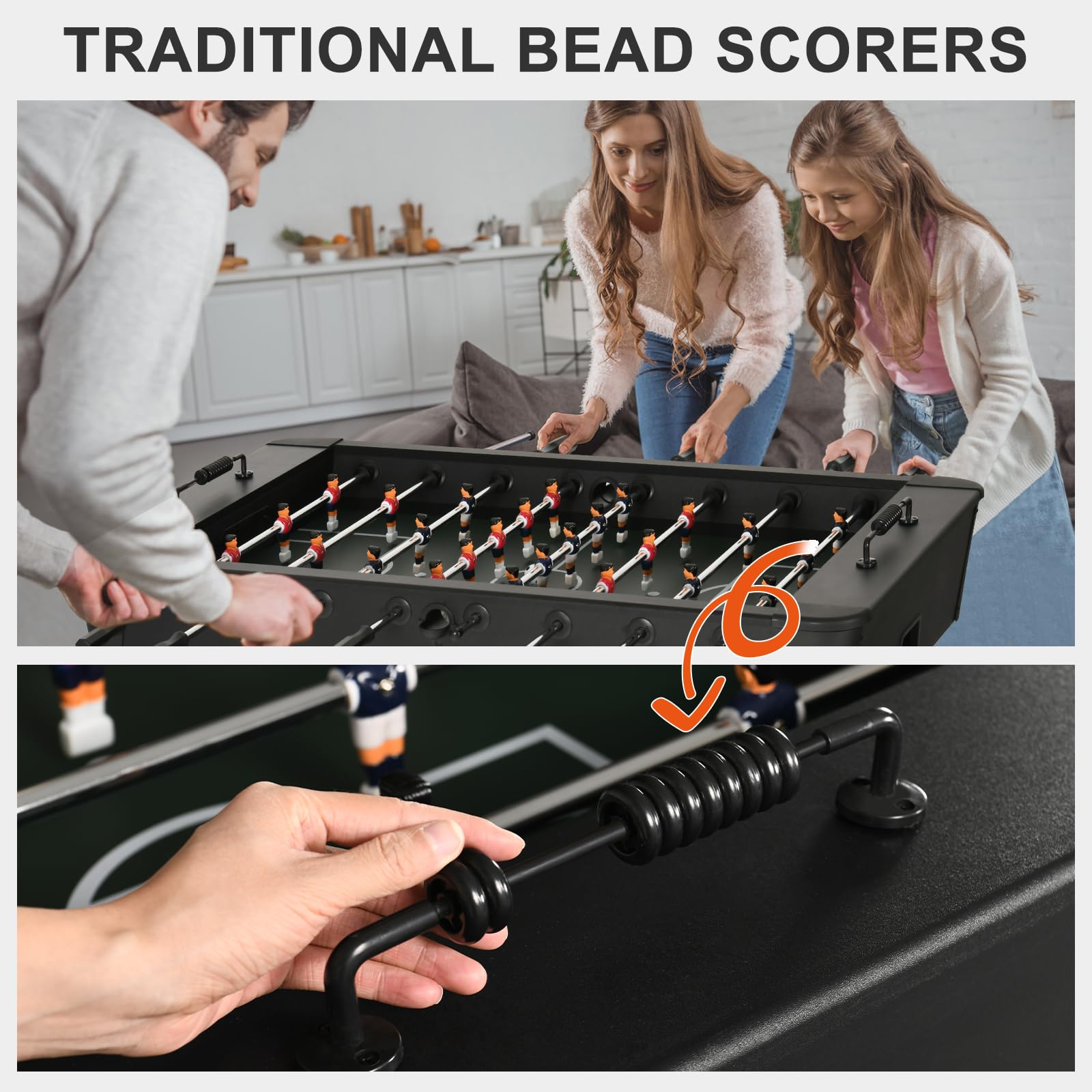 RAYKEEPF 58-Inch Professional Foosball Table for Adults & Kids - Competition Soccer Table Game with 2 Balls, Leg Levelers & Heavy-Duty Legs - Perfect for Home Game Rooms, Parties & Arcades