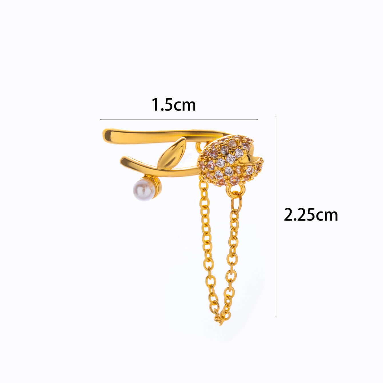 Pearl Bow Heart Dangle Non-Pierced Fake Climber Earrings for Women | HSPJ072 | Elegant Fashion Jewelry for Parties, Weddings & Date Nights