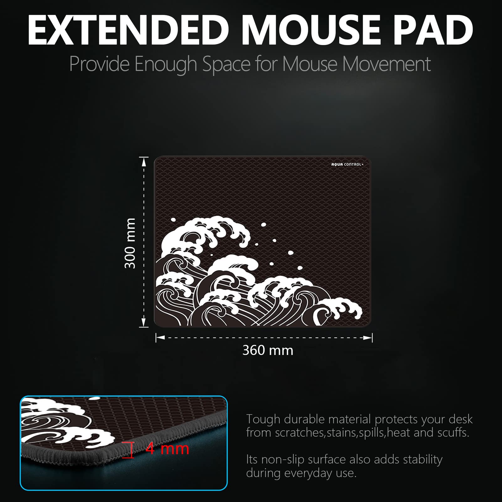 X-Raypad Aqua Control Plus Wave Gaming Mouse Pad - Ultra-Precision Surface for Speed & Control | Consistent X/Y Axis Glide | Ideal for FPS Gaming & Low DPI Esports Players | Perfect for Competitive Gaming & Office Work