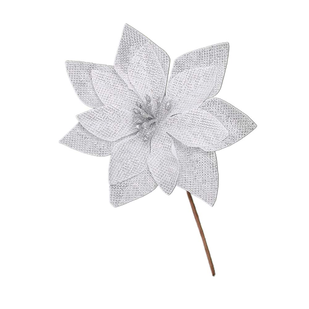 Takefuns 20cm Artificial Poinsettia Flowers with Stems - DIY Christmas Wreath, Tree Decor, Scrapbooking & Home Decoration - Perfect for Holiday Parties, Gift Wrapping & Festive Centerpieces