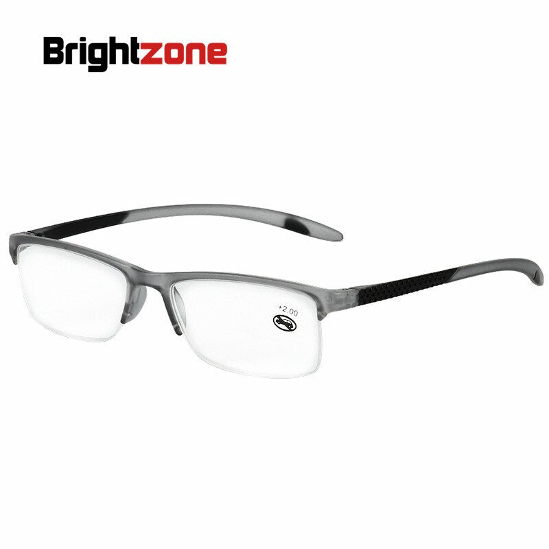 Brightzone Unisex Semi-Rim Square Acetate Reading Glasses 2825 - Lightweight & Stylish for Reading, Computer Use, and Daily Wear