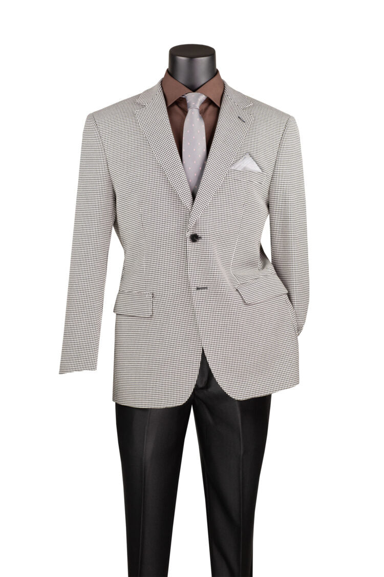 Modern Fit Houndstooth Pattern Men's Sports Coat Blazer - Black Formal Business Jacket for Office, Wedding & Special Occasions