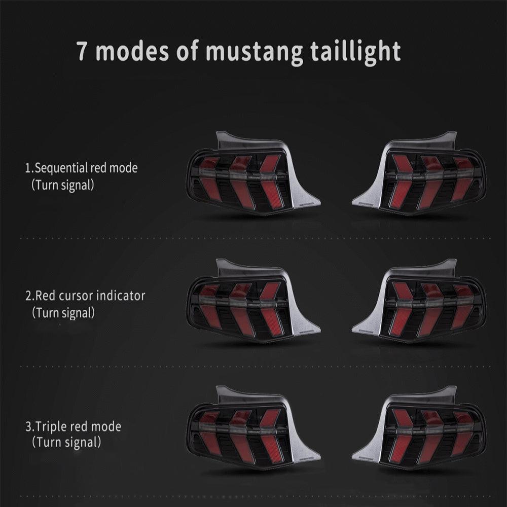 Smoked LED Tail Lights Assembly for 2010-2012 Ford Mustang 5th Gen (S197 II) - 5 Mode Turn Signals & 2 Mode Brake Lights | Upgrade Your Pre-Facelift Mustang for Enhanced Visibility & Style