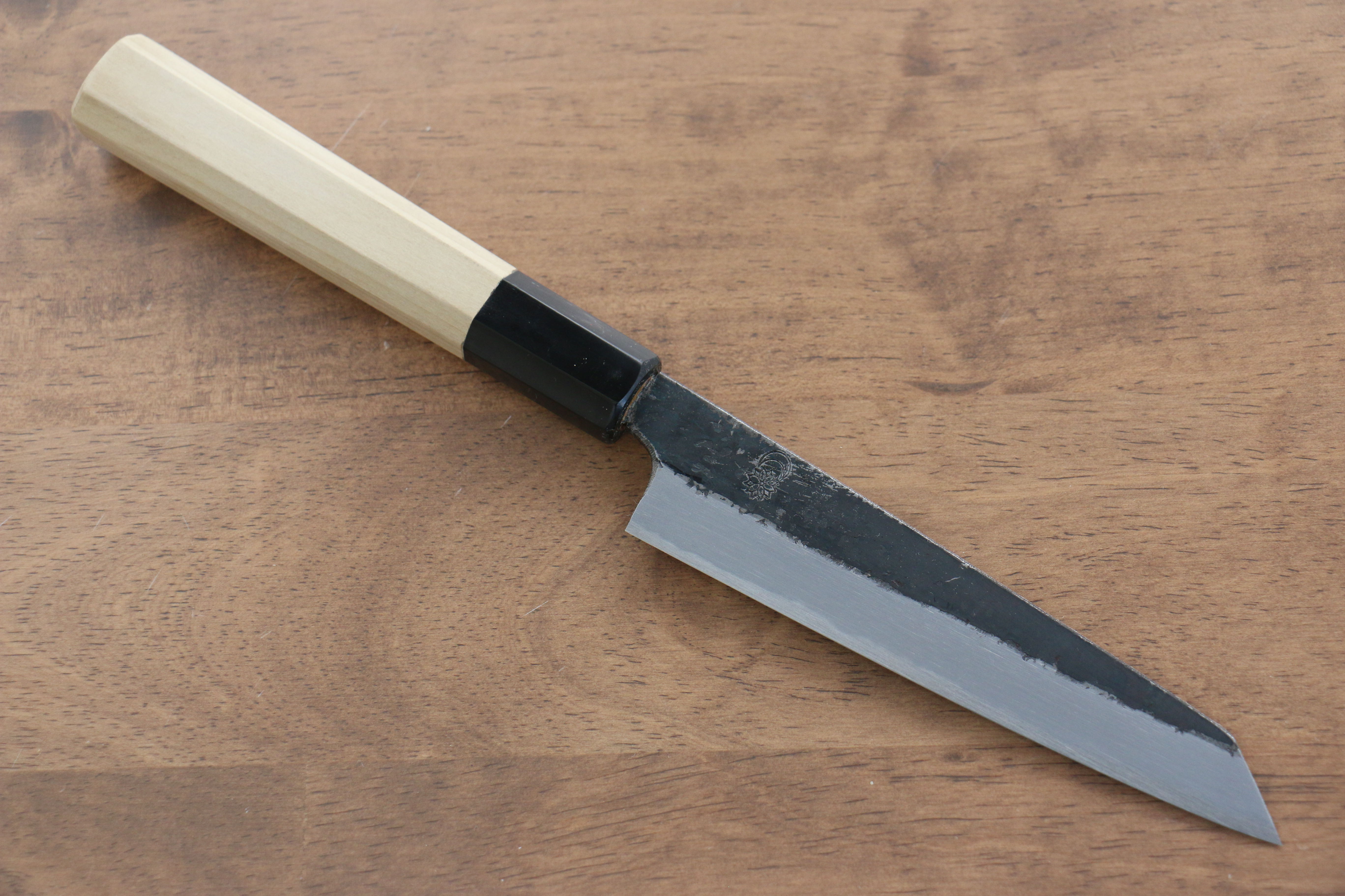 Premium Kikuzuki White Steel No.2 Black Kiritsuke Petty Knife 135mm - Magnolia Wood Handle - Japanese Kitchen Utility Knife for Slicing, Chopping & Precision Cutting - Perfect for Chefs & Home Cooks
