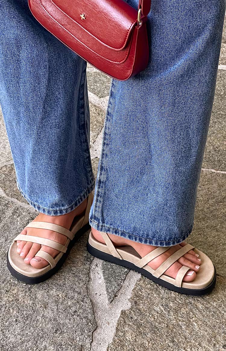 Billini Astrid Taupe Sandals for Women - Comfortable Summer Slide Sandals with Cushioned Footbed | Perfect for Beach, Vacation & Casual Outfits