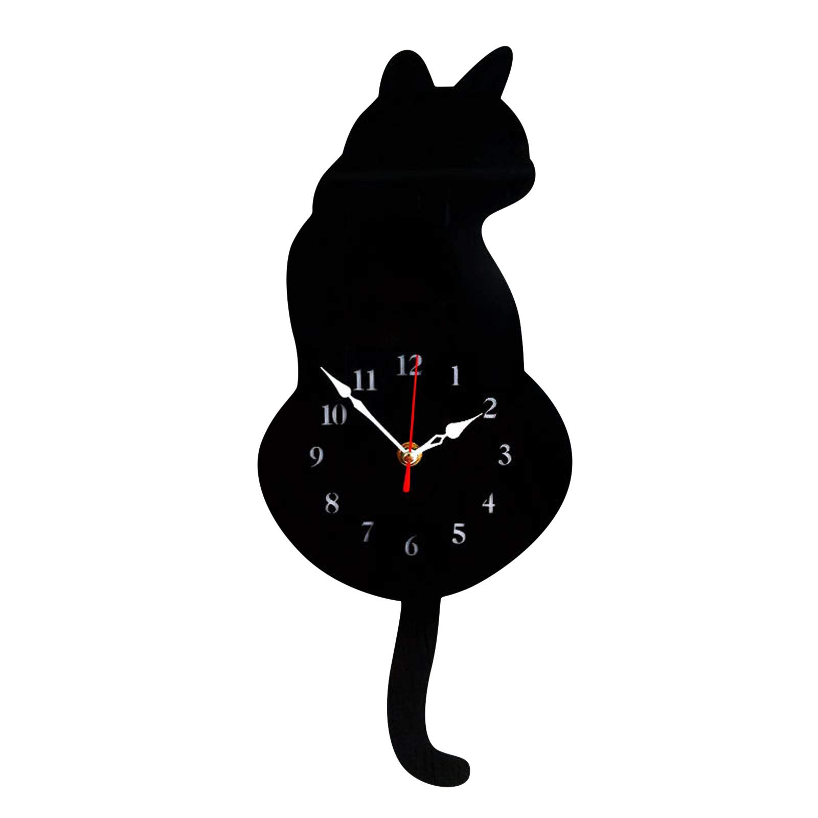 Wagging Tail Cat Wall Clock - Fun & Creative Kids Room Decor, Unique Home Decoration Gift for Cat Lovers | Perfect for Living Room, Bedroom, Nursery & Playroom
