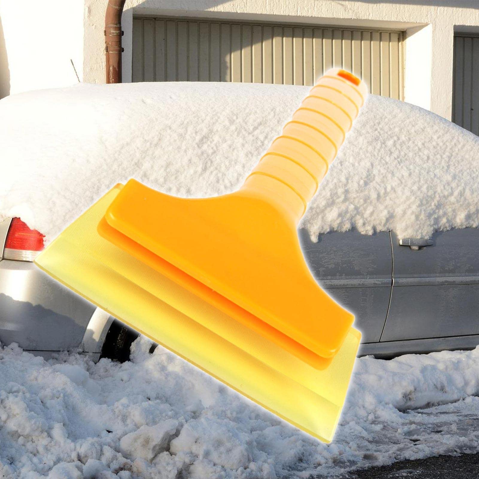 **2 Pack Snow and Ice Scraper for Car Windshield - Heavy Duty Frost Removal Tool with Soft Rubber Edge for Car, Truck & SUV - Scratch-Free, Orange - Perfect for Winter Driving & Emergency Roadside Use**