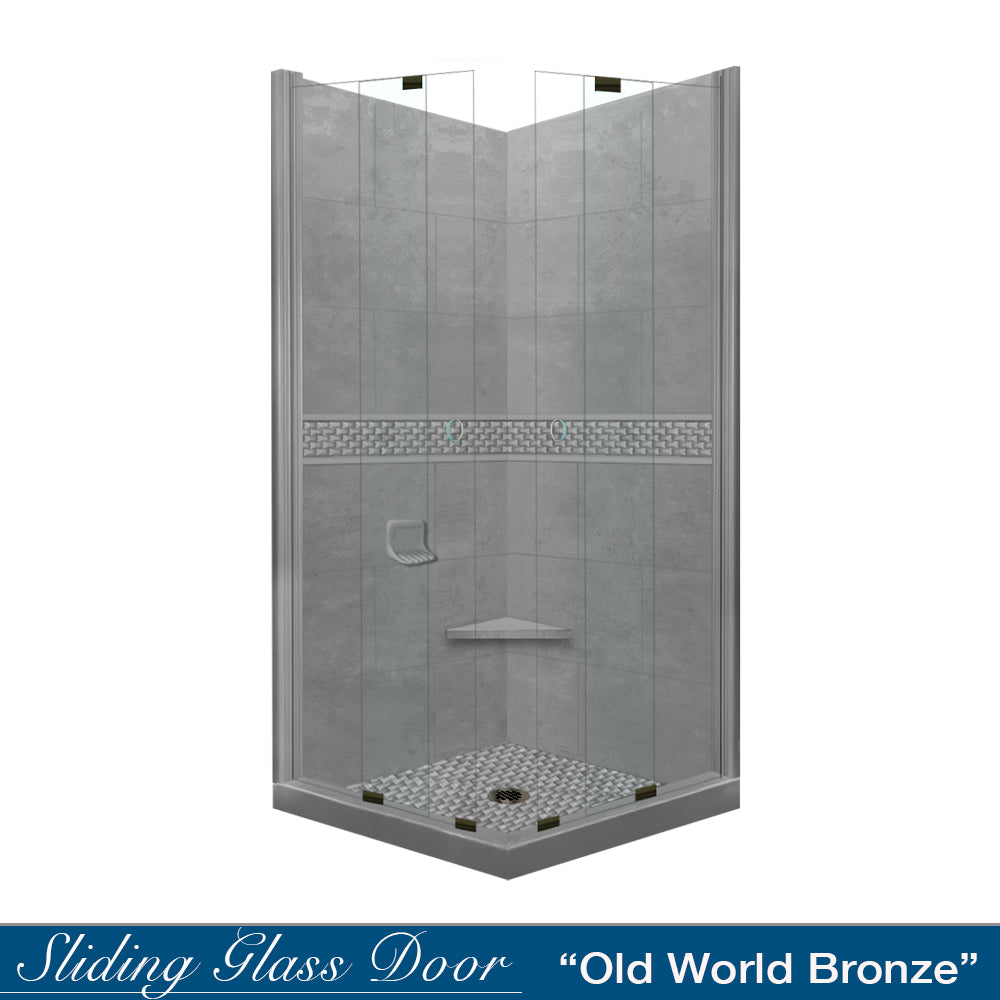 DIY Shower Remodel Kit - Corner Wet Cement Sistine Stone & Jewel Stone Accent for Bathroom Renovation | Perfect for Home Improvement, Shower Walls, and Wet Area Decor