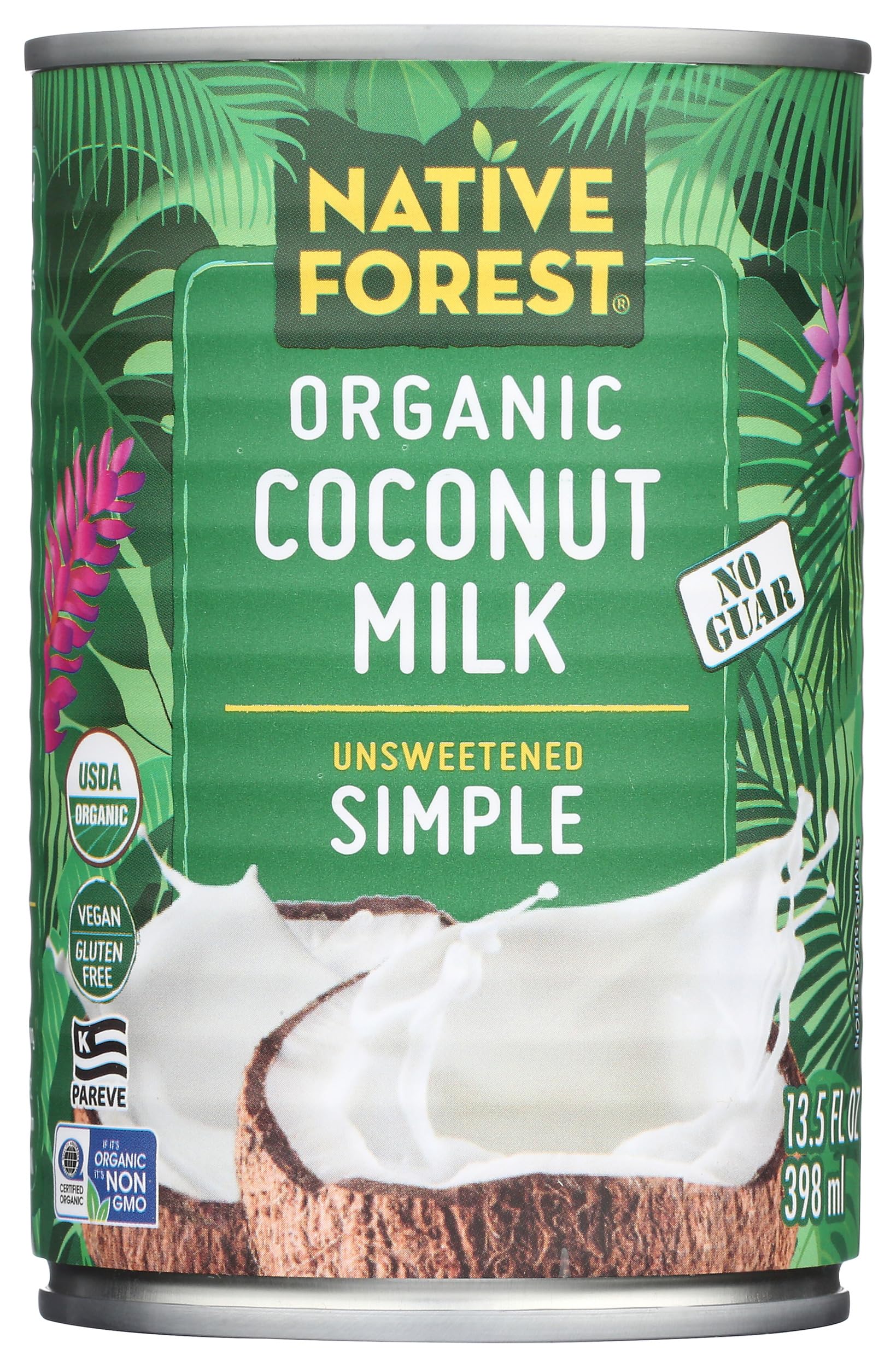 Organic Unsweetened Coconut Milk by Native Forest - 13.5 Fl Oz, BPA-Free Canned Coconut Milk, USDA Certified, Vegan & Gluten-Free - Perfect for Smoothies, Curries, Baking & Dairy-Free Recipes