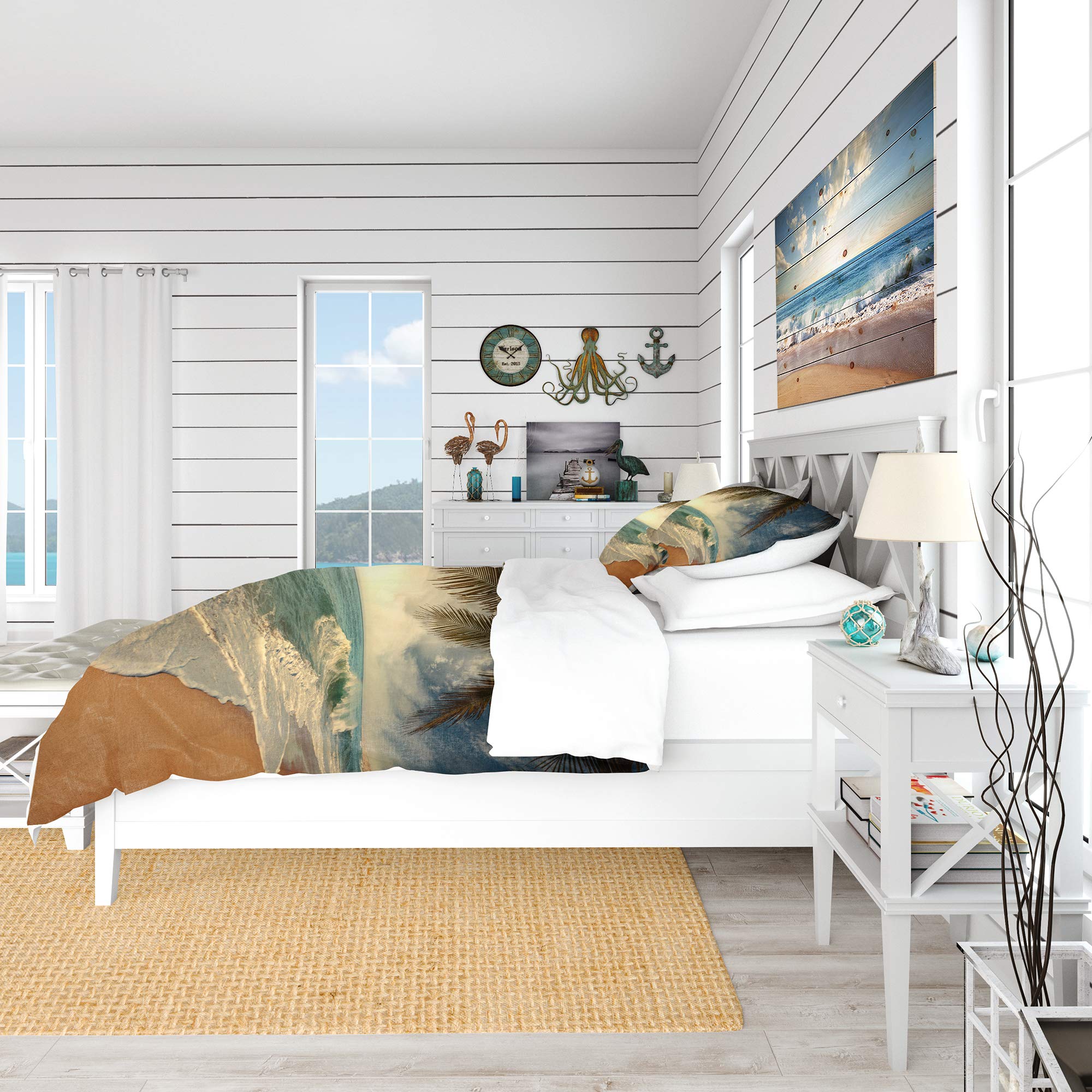 Tropical Beach Duvet Cover Set King - Coastal Bedding for All Seasons